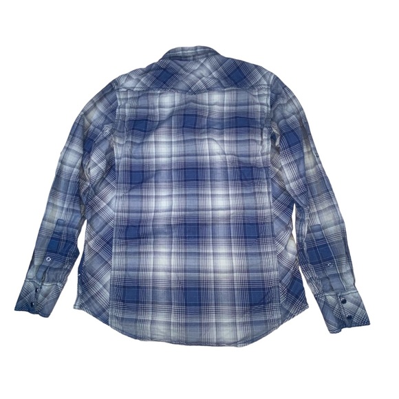 INC Blue Plaid Snap Down Shirt - Men’s Medium International Concepts - Picture 9 of 14